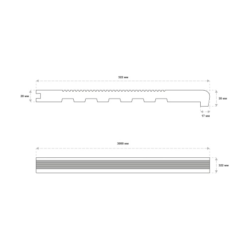 Ступень 322-30-4000 полнотелая брашированная Коричный (4м) Groentec ДПК фото 3